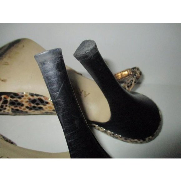 *Anne Klein Taupe Glossy Lizard Print Open Toe - Picture 4 of 9